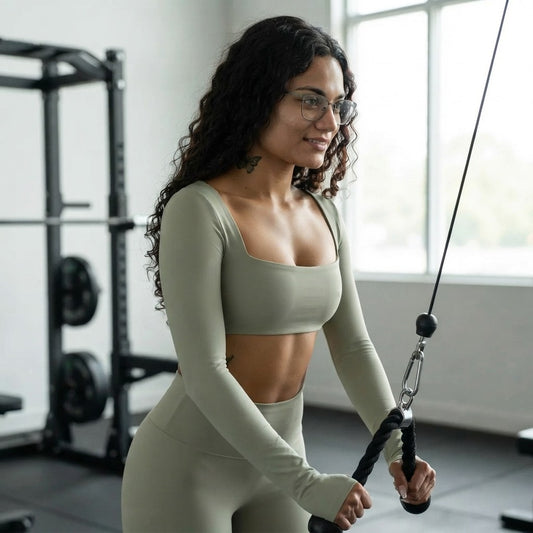 Square Neck Long Sleeve Gym Top